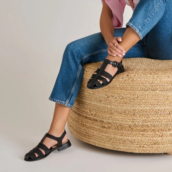 NEW DOLCE VITA Holish Mesh Fisherman Sandals IN onyx for women 1025 3t2 - Picture 1 of 14
